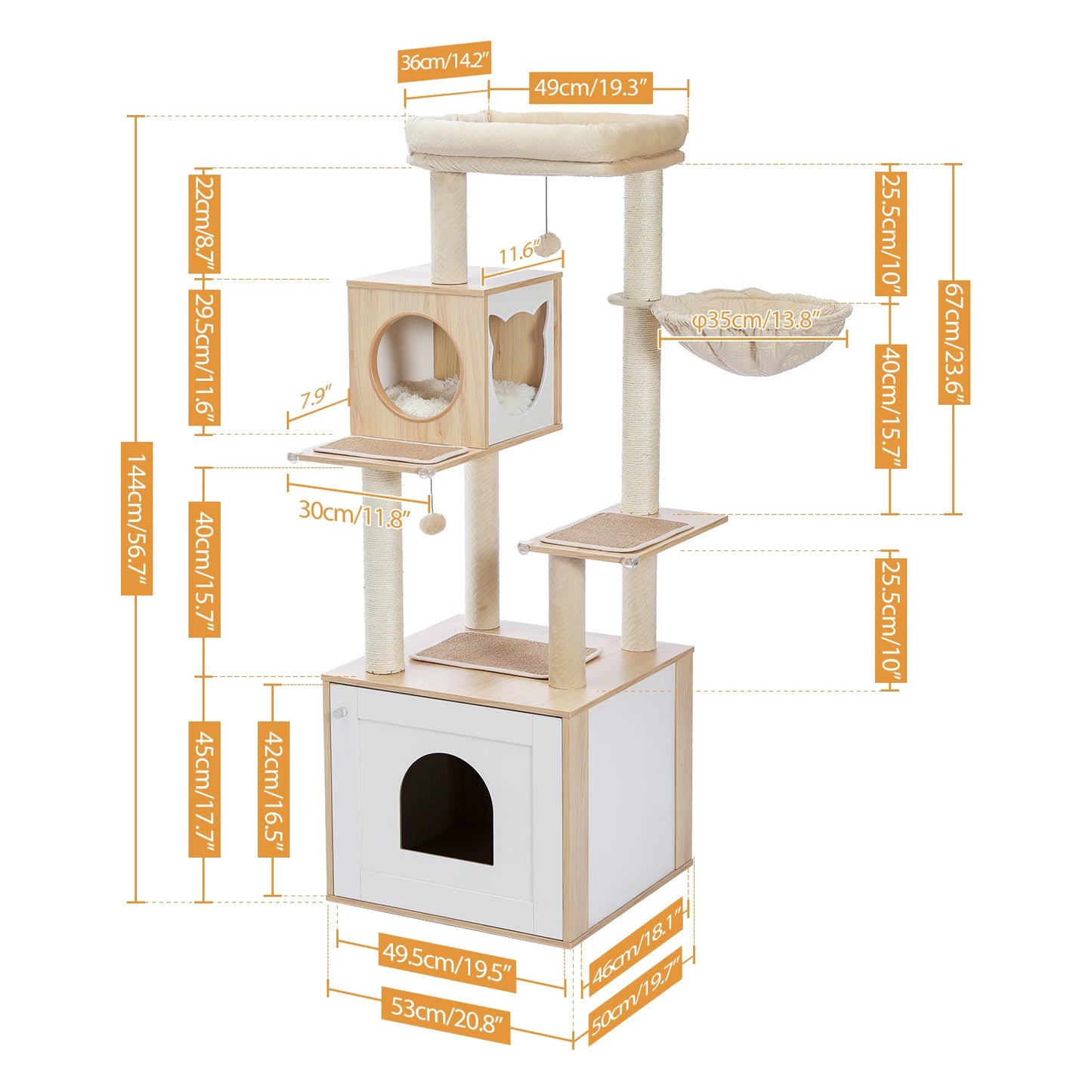PAWZ Ro Multi Level Cat Tree With Scratching Posts Hammock