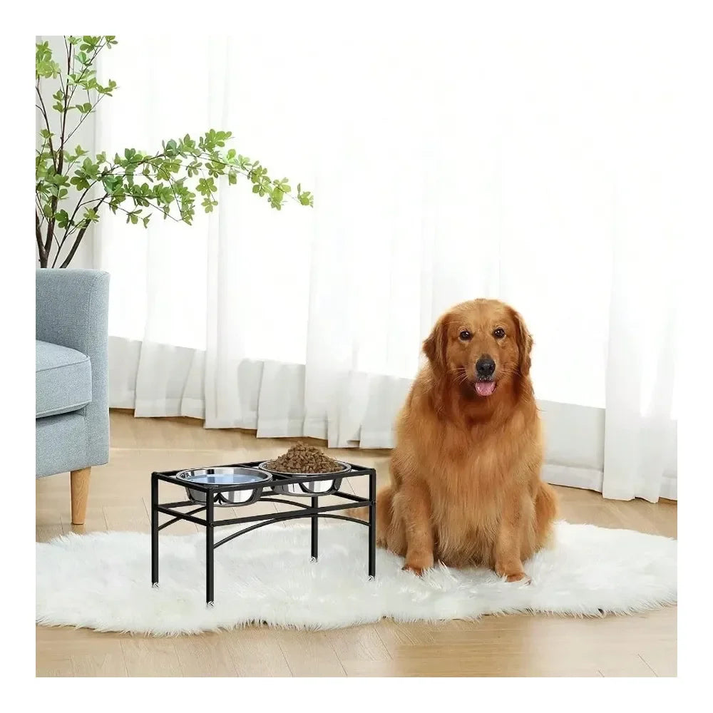 Raised Stainless Steel Dog Bowl With Stand For Medium To Large Breeds