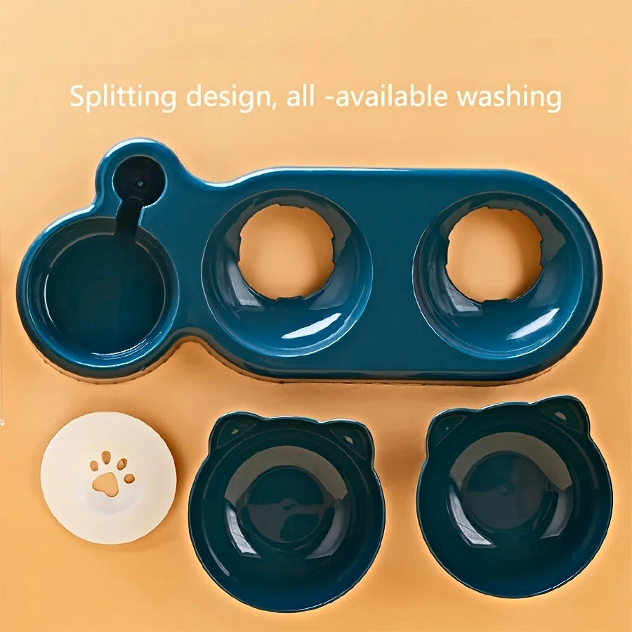 Pet Bowls With Water Feeder Gravity Bottle For Neck Protection