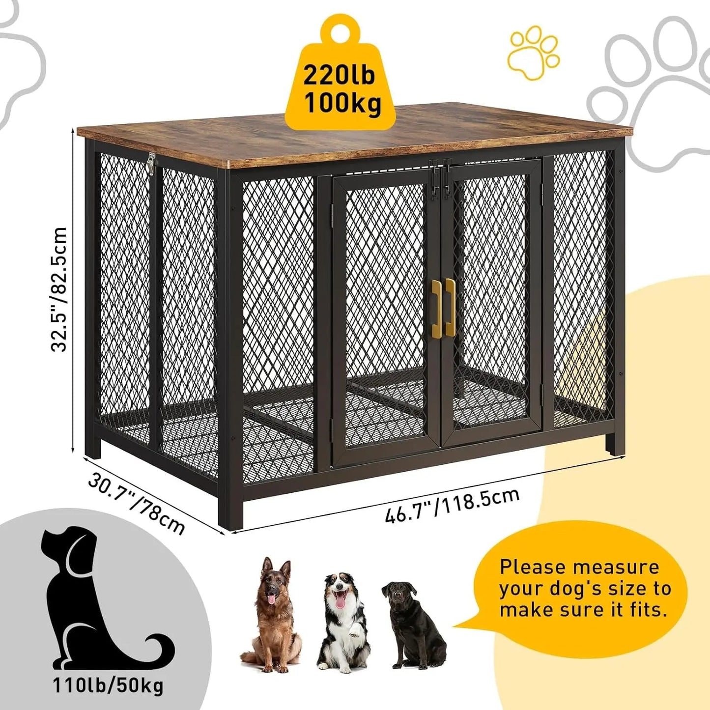 HiMISS Heavy Duty Wooden Dog Crate Furniture With Top Access