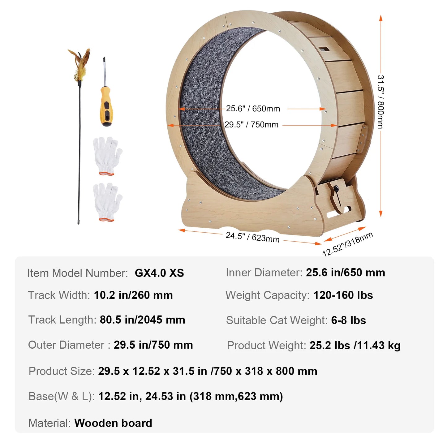 SucceBuy Wooden Cat Exercise Wheel Indoor Treadmill Wheel