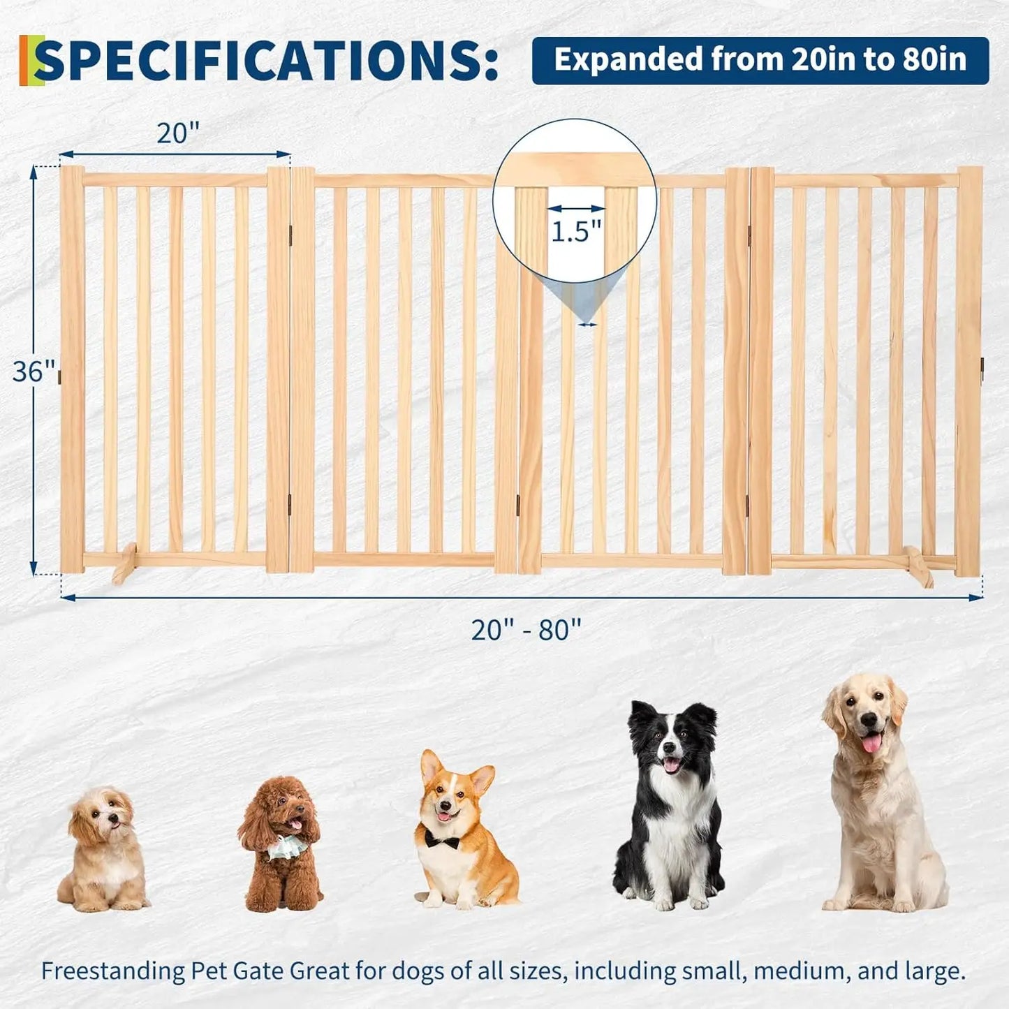 HiMISS Freestanding Dog Gate For Doorways And Stairs Foldable