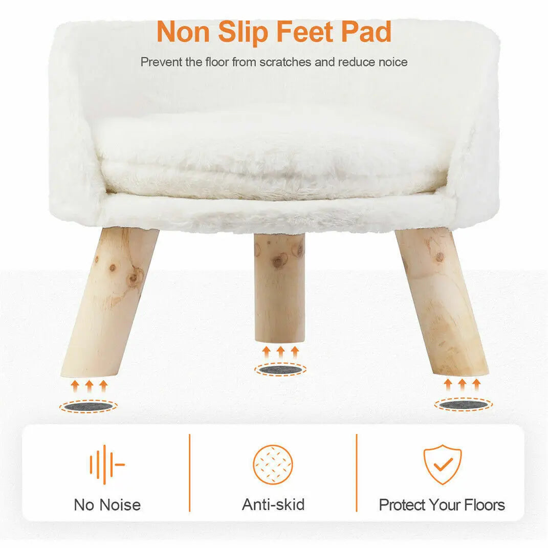 Soft Plush Cat Bed With Wooden Legs And Washable Cushion