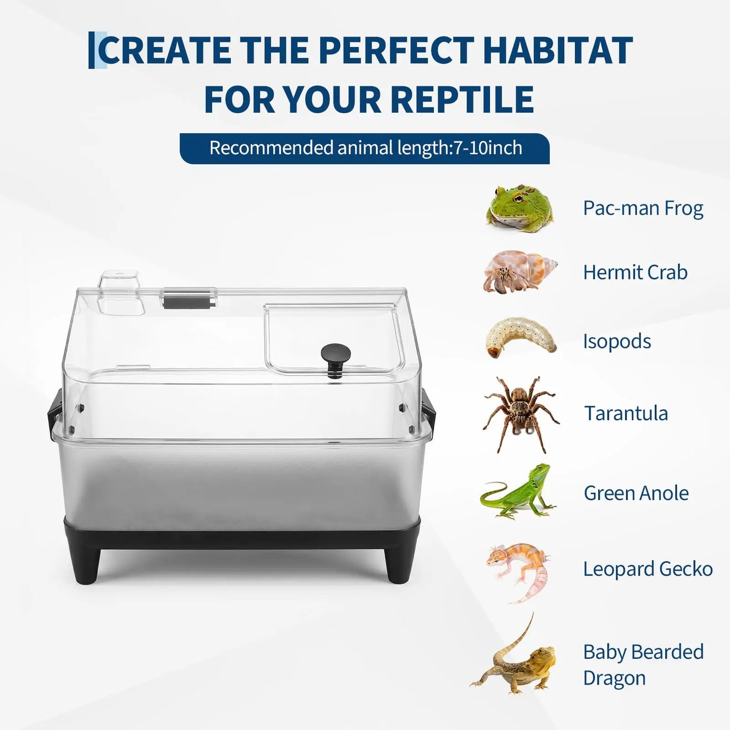 HiMISS Acrylic Reptile Terrarium Kit With Lid And Heating Pad