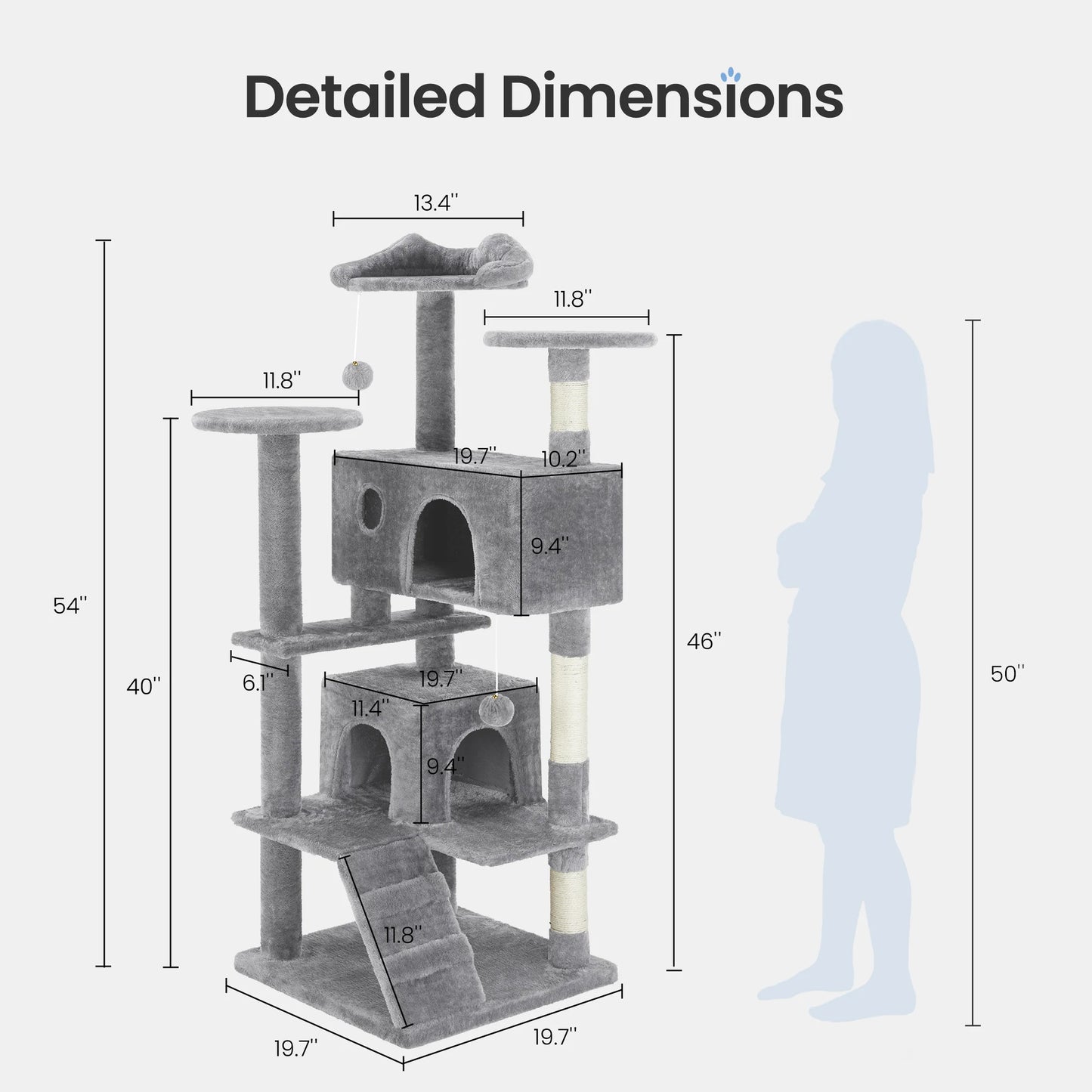 MCQ Indoor Cat Tree Tower With Platforms And Sisal Post