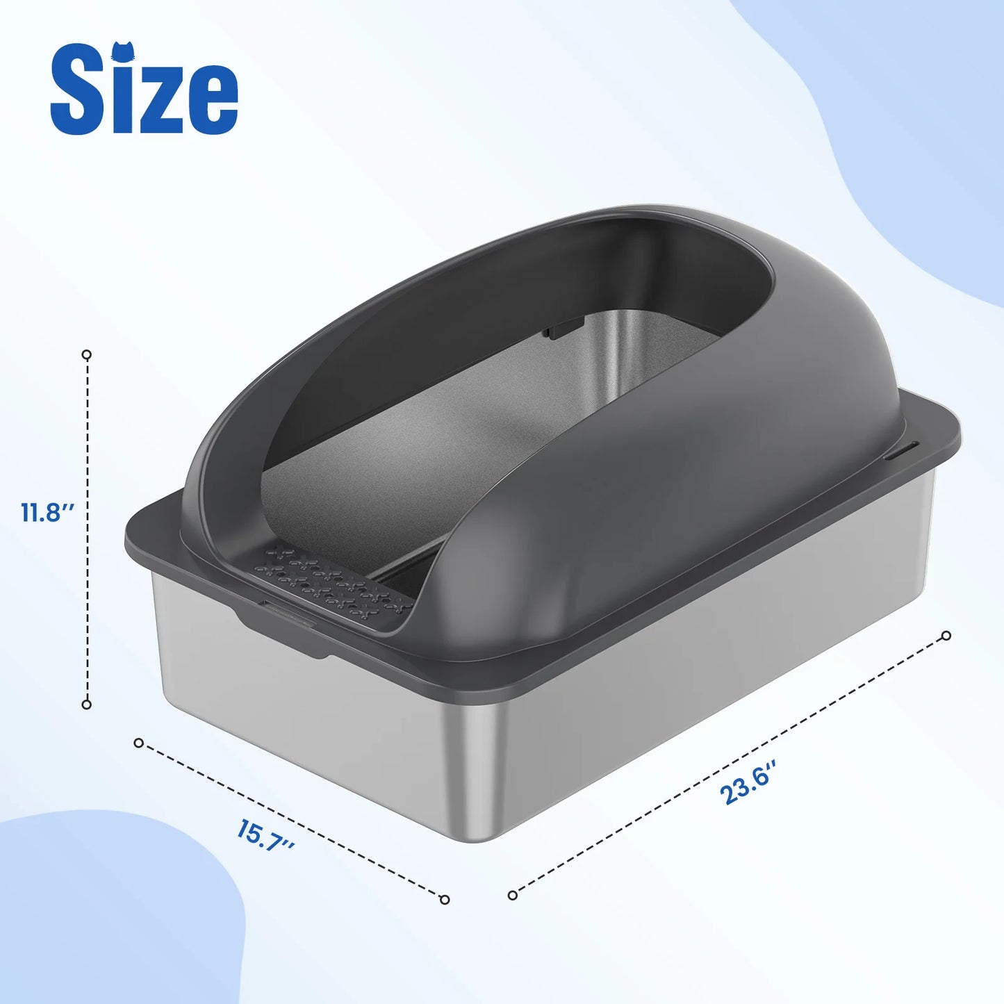Stainless Steel Cat Litter Box With Lid Anti Leakage Includes Scoop And Mat