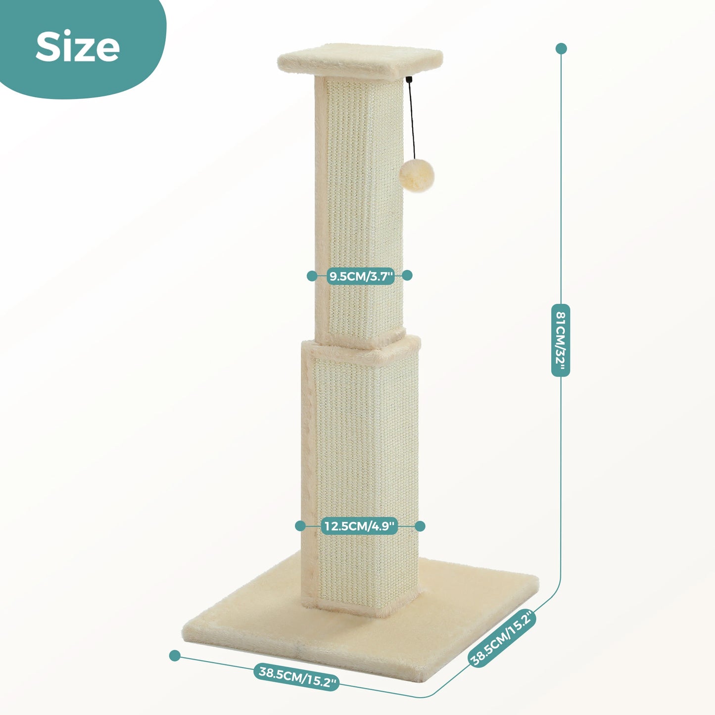 PAWZ Road Cat Scratching Post With Woven Sisal Dangling Ball