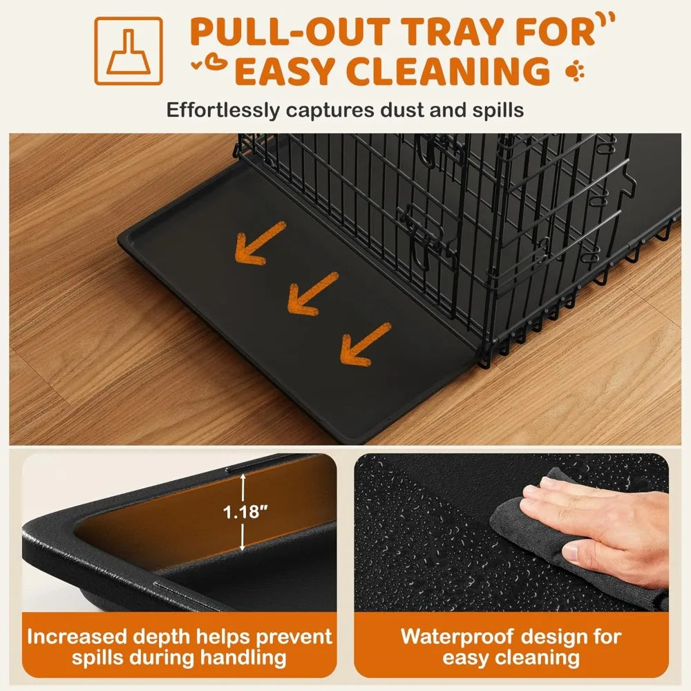 Yaheetech Collapsible Double Door Dog Crate Divider And Removable Tray