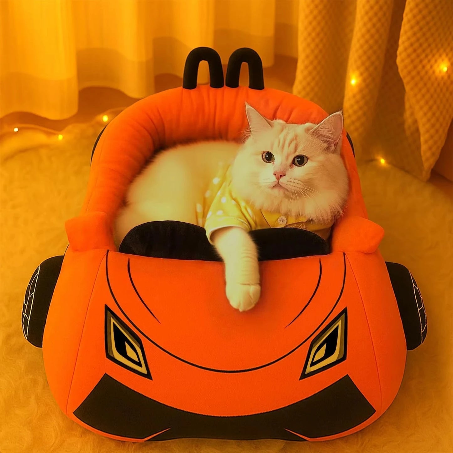 CWV Supercar Designed Coral Fleece Cat Bed With Soft Pillow