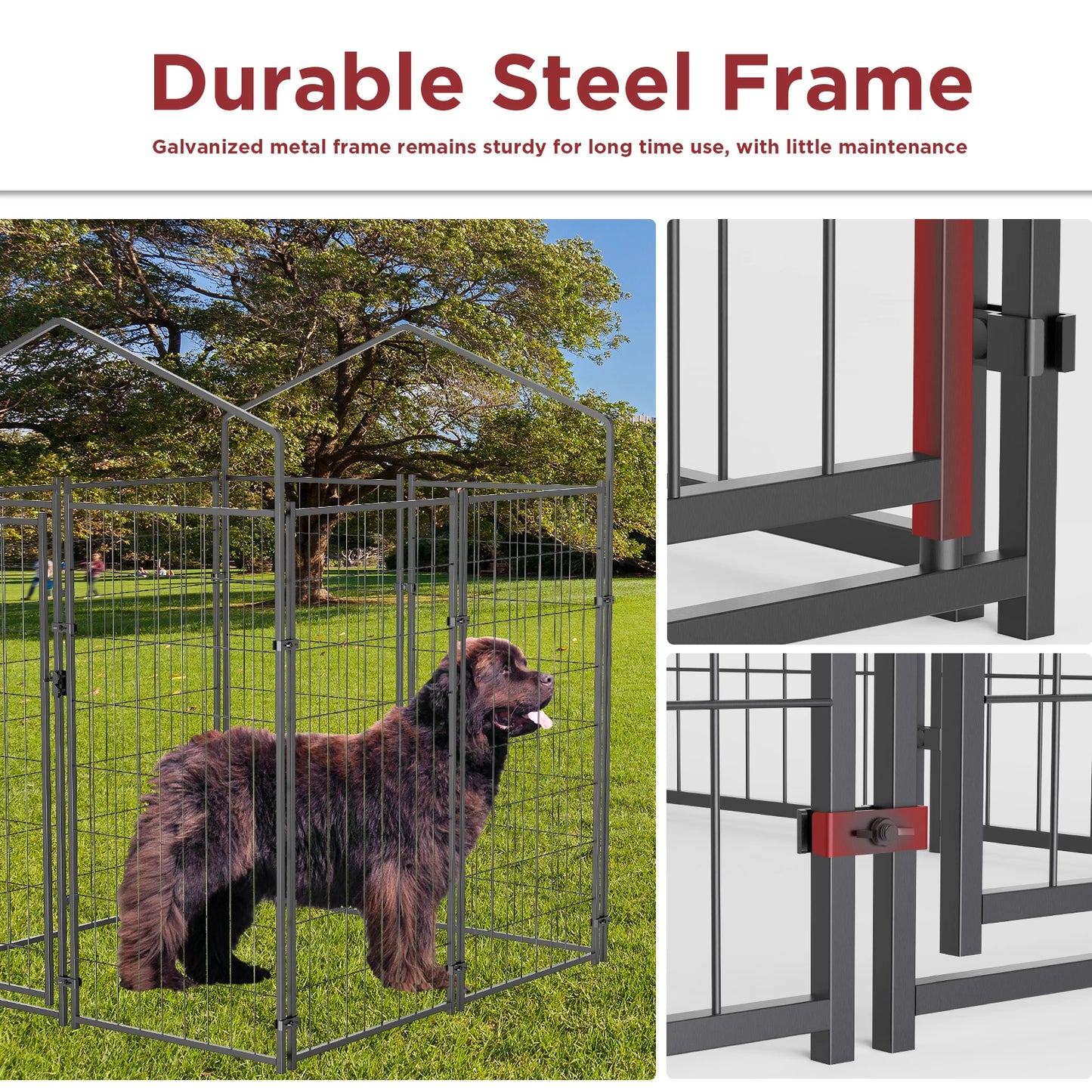 Outdoor Dog Kennel With Waterproof Cover And Metal Welded Wire