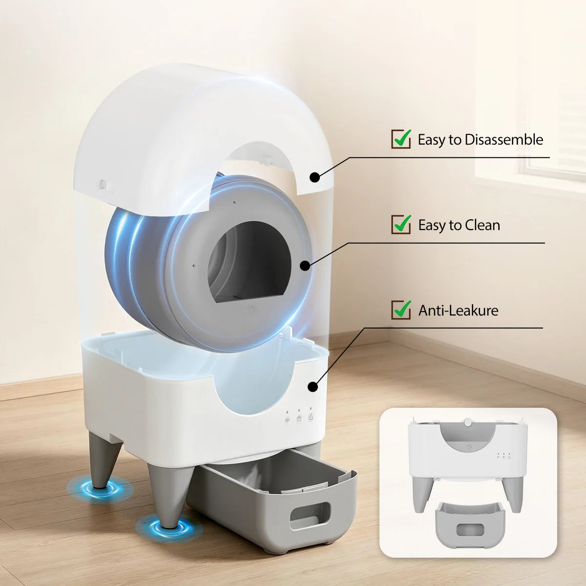 95L Automatic Smart Self Cleaning Enclosed Cat Litter Box With Infrared Sensors