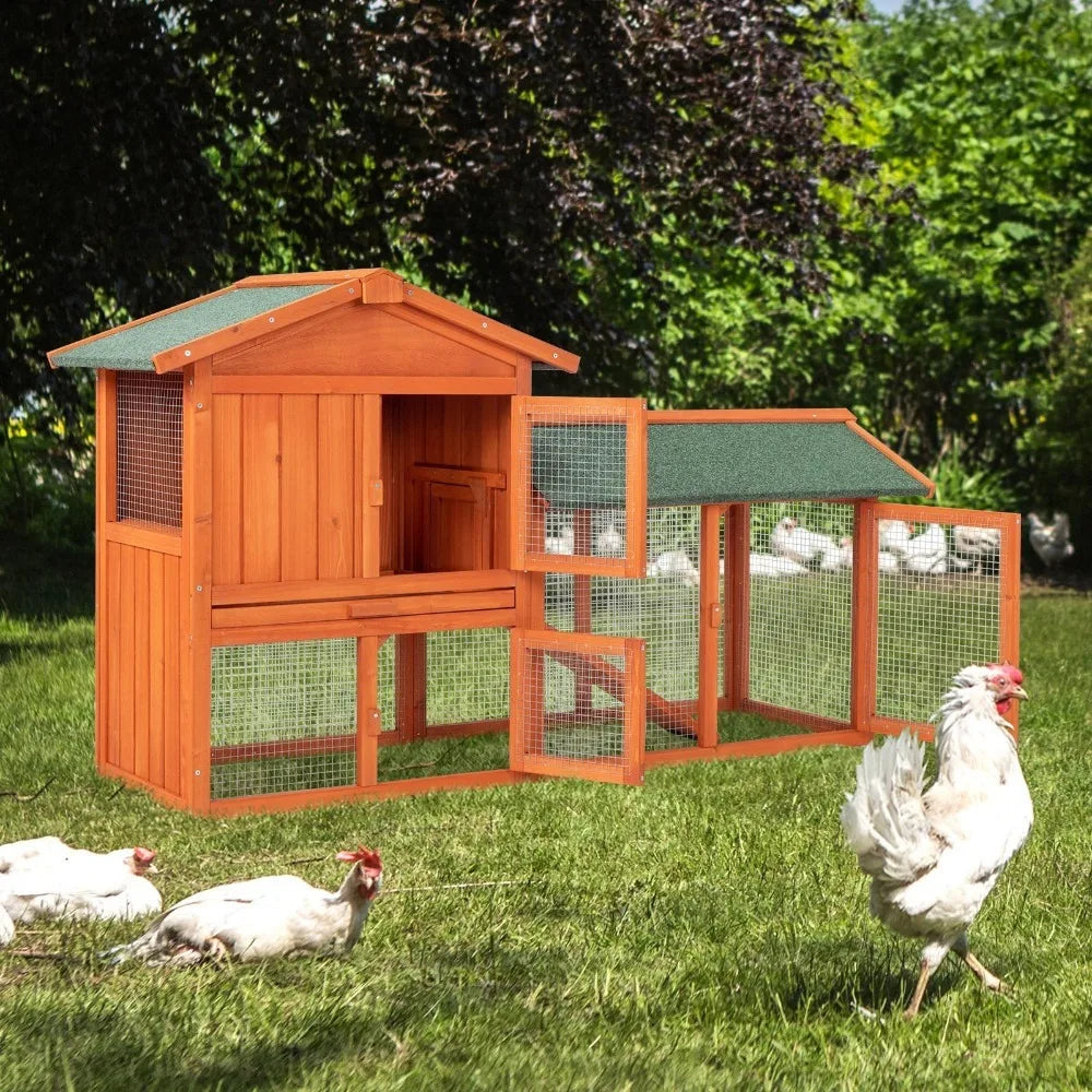 Wooden Chicken Coop Hen House Poultry Hutch With Nesting Box