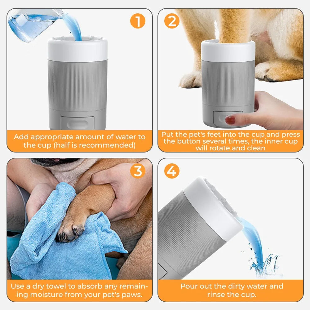 Portable Dog Paw Washer Cup With Silicone Brush For Clean Paws