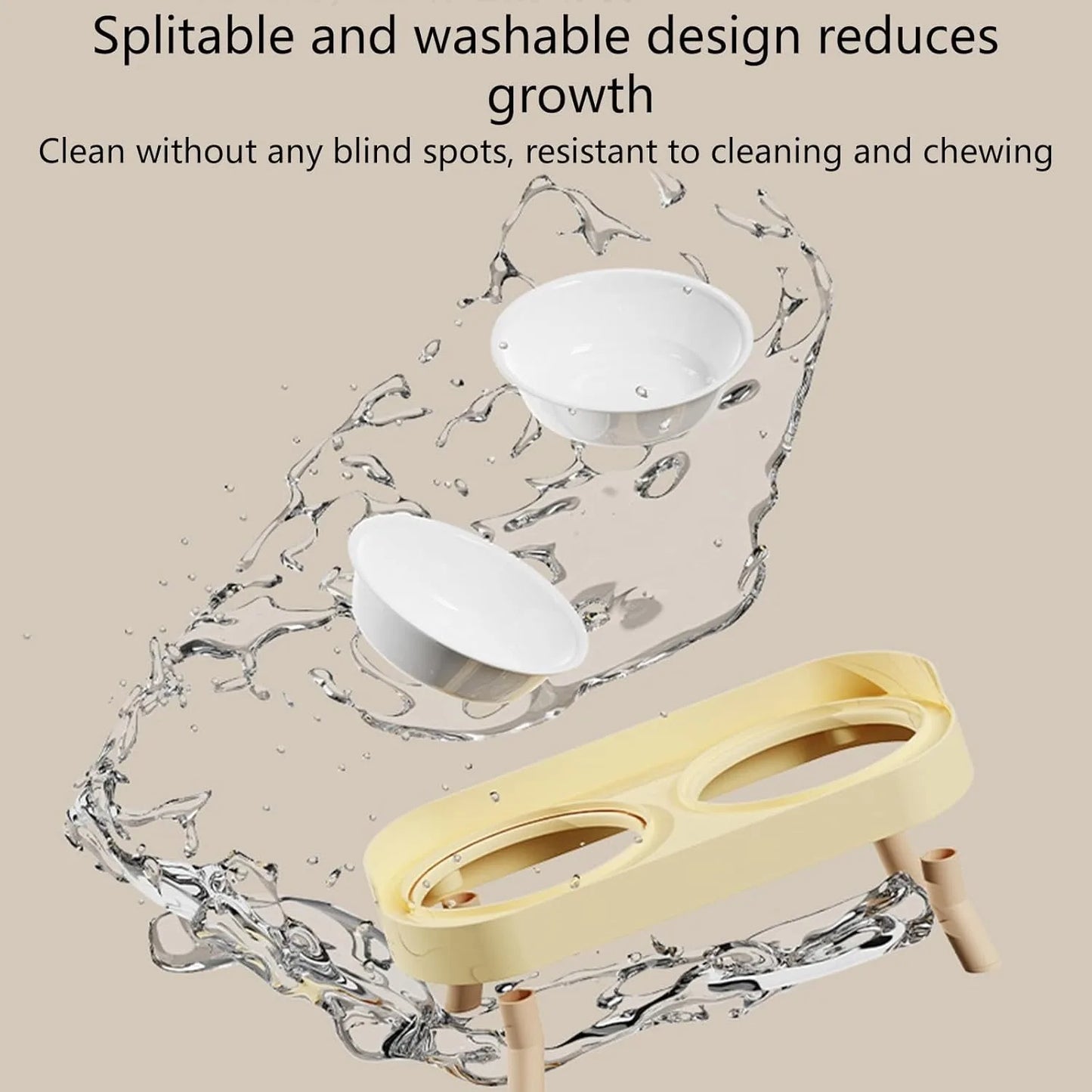 Elevated Pet Bowls Double Food Water Feeding Stand Splash Proof Cats