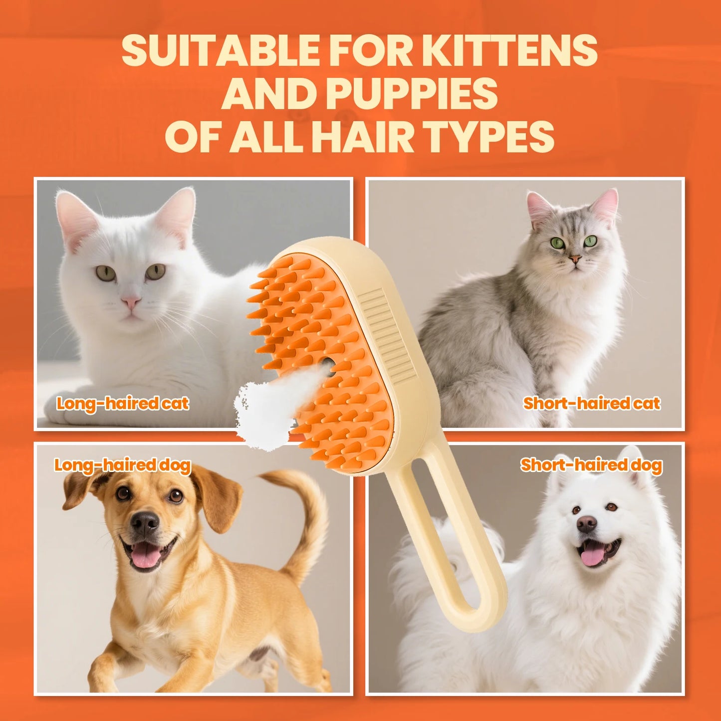 Cat Steam Grooming Brush For Shedding 3 In 1 PetCare