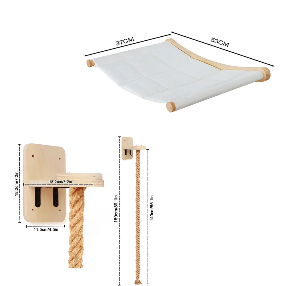 CWV Wall Mounted Cat Hammock With Premium Sisal Scratcher