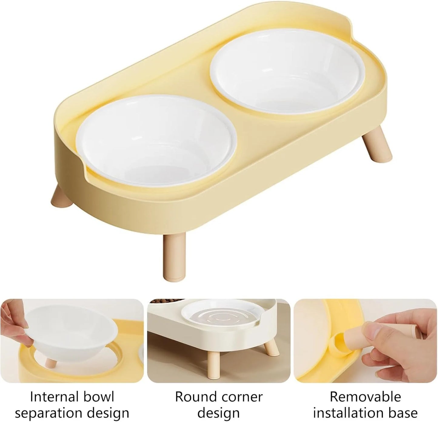 Elevated Pet Bowls Double Food Water Feeding Stand Splash Proof Cats