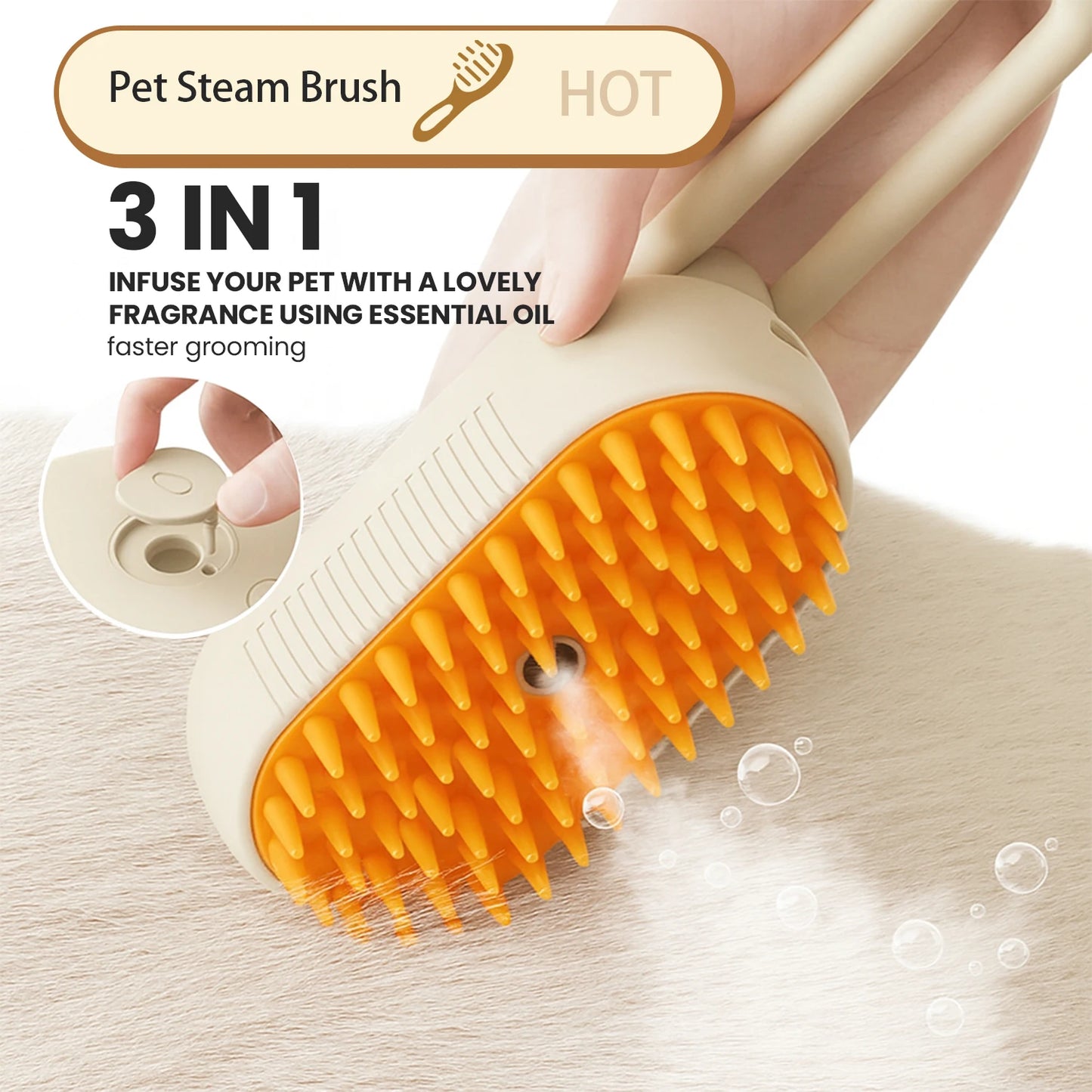 Cat Steam Grooming Brush For Shedding 3 In 1 PetCare