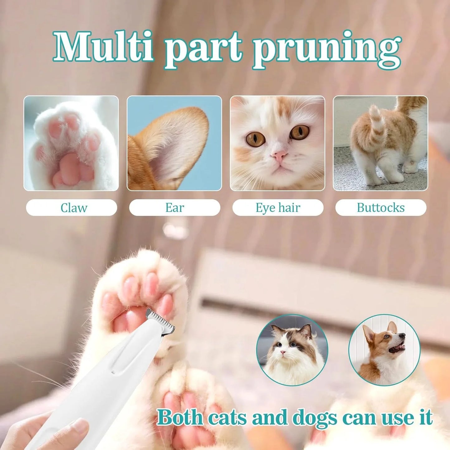 Rechargeable Paw Trimmer For Cats And Dogs With 18mm Blade