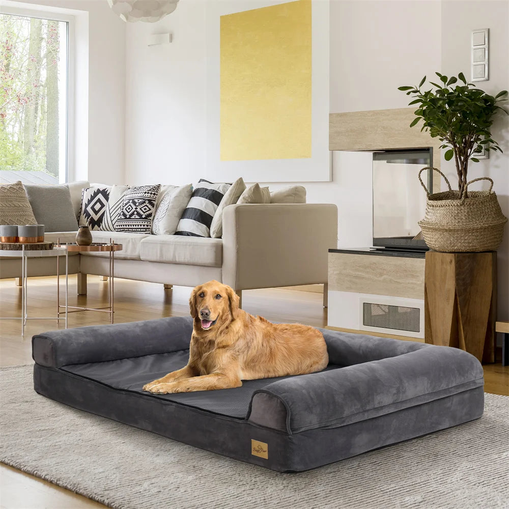 Borwart Orthopedic Memory Foam Dog Bed With Removable Cover