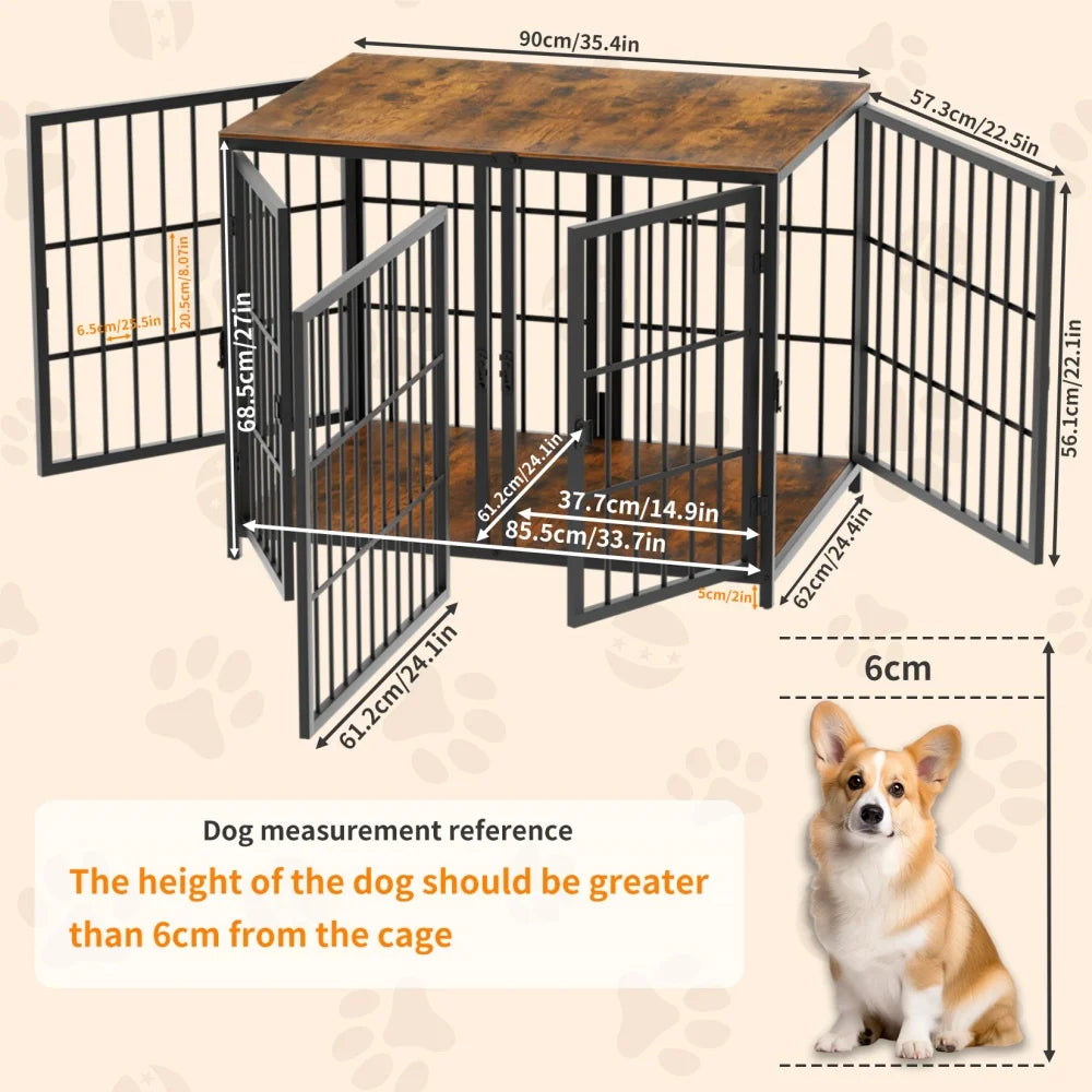 BORWART Ultra Thicken Furniture Style Double Dog Crate With Divider