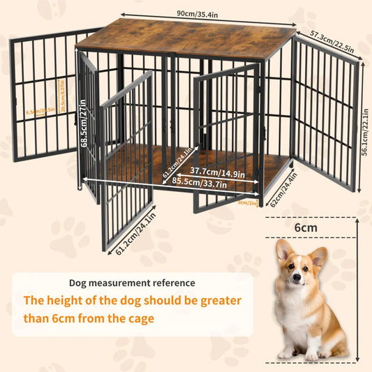 BORWART Ultra Thicken Furniture Style Double Dog Crate With Divider