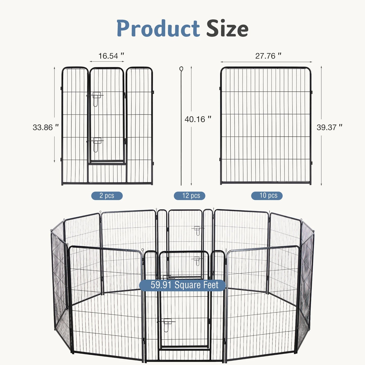 JHK Foldable Metal Dog Playpen Pet Fence Indoor Outdoor Exercise