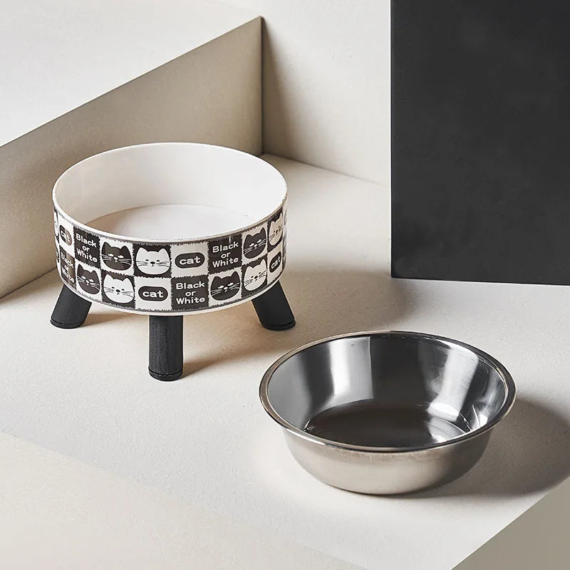 Cartoon Pet Neck Protection Stainless Steel Cat Bowl