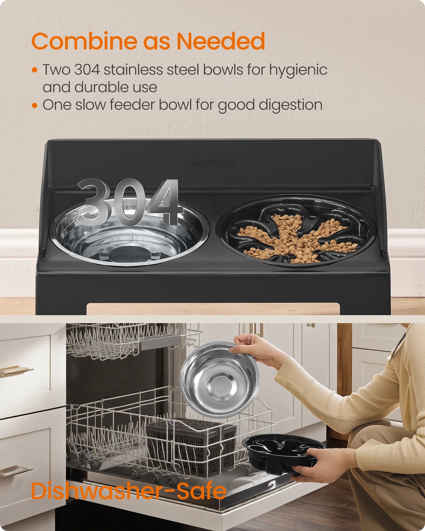 Feandrea Elevated Dog Bowls Stand With Slow Feeder