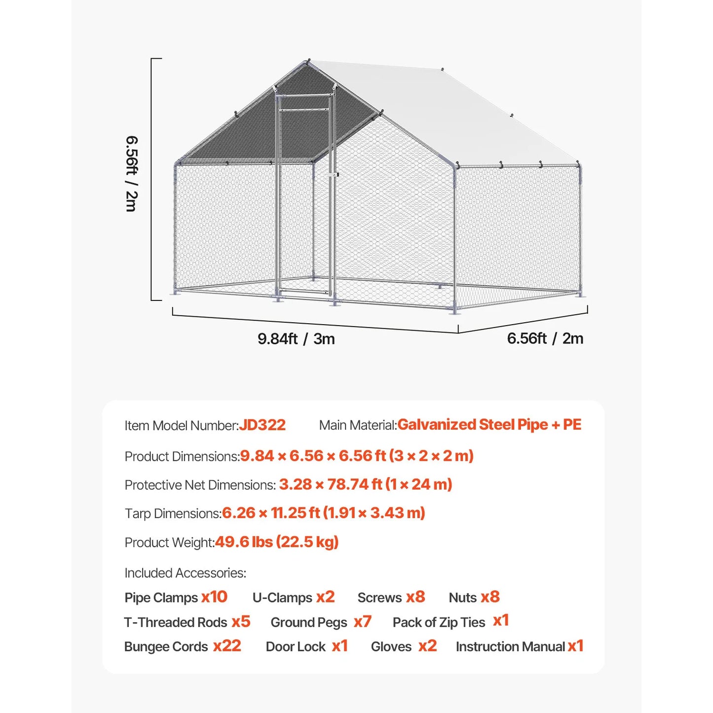 SucceBuy Metal Chicken Coop Walk In Run With Spire Roof Lock
