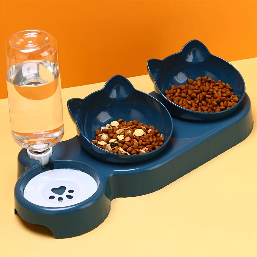 Pet Bowls With Water Feeder Gravity Bottle For Neck Protection