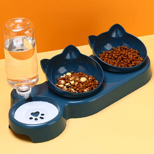 Pet Bowls With Water Feeder Gravity Bottle For Neck Protection
