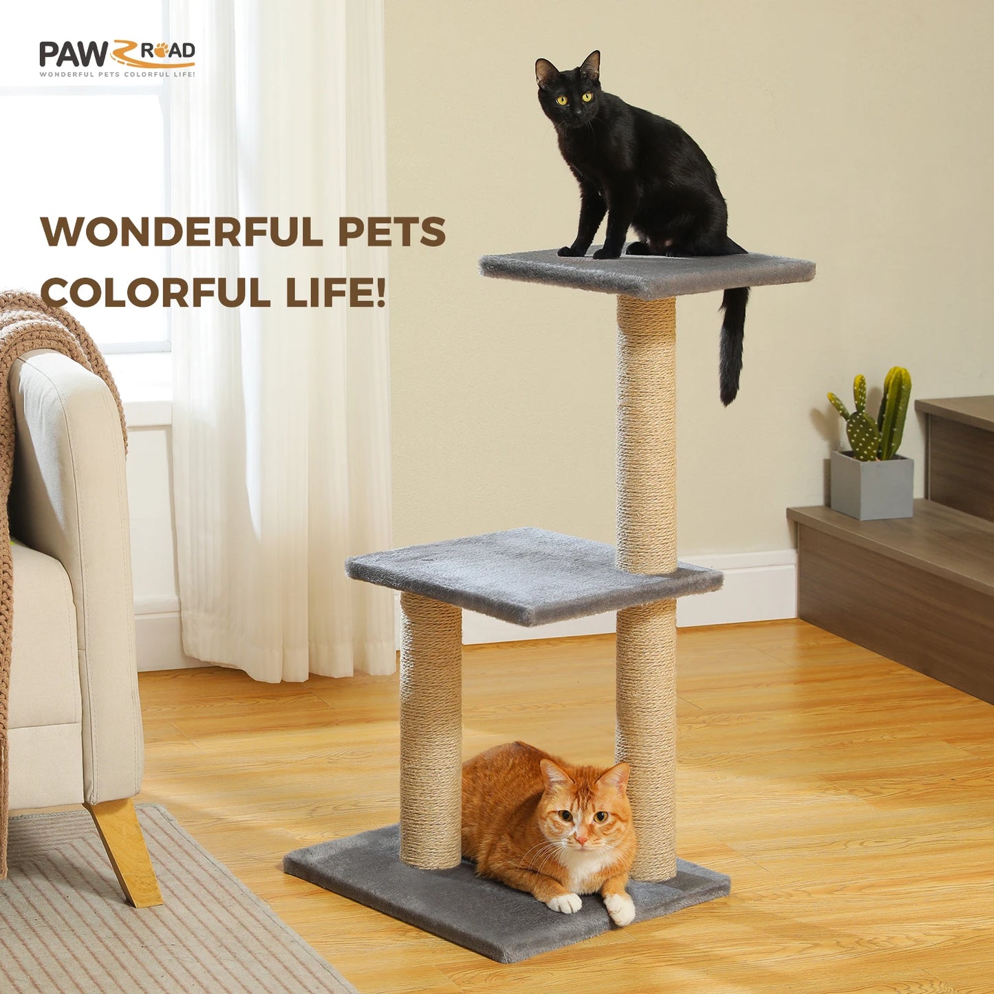 PAWZ Road Indoor Cat Tree Tower Three Tier With Hammock