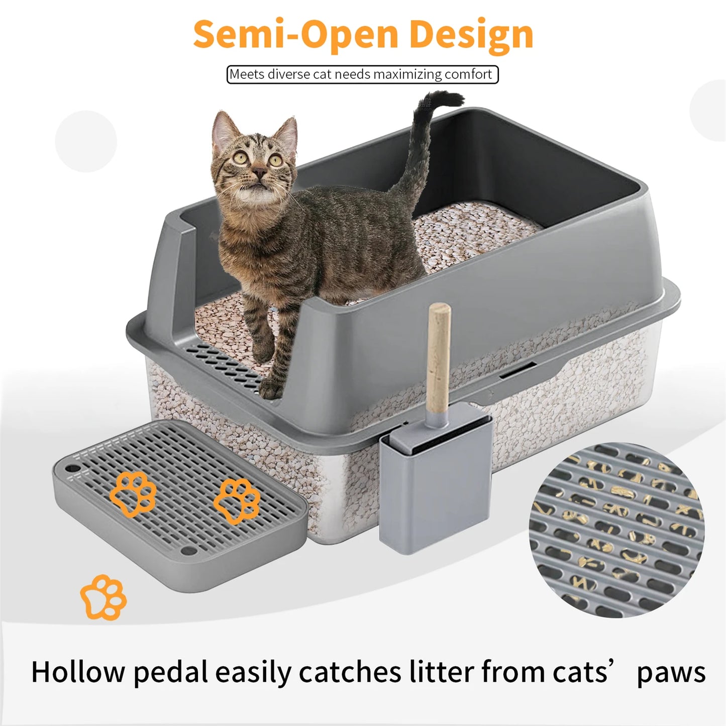 Enclosed Stainless Steel Cat Litter Box With Lid Odor Control
