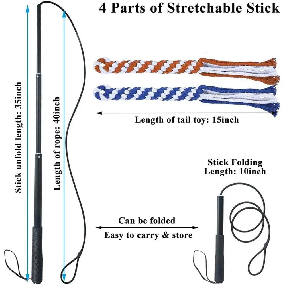 Dog Teaser Wand Interactive Toy Stick For Dogs Training Exercise