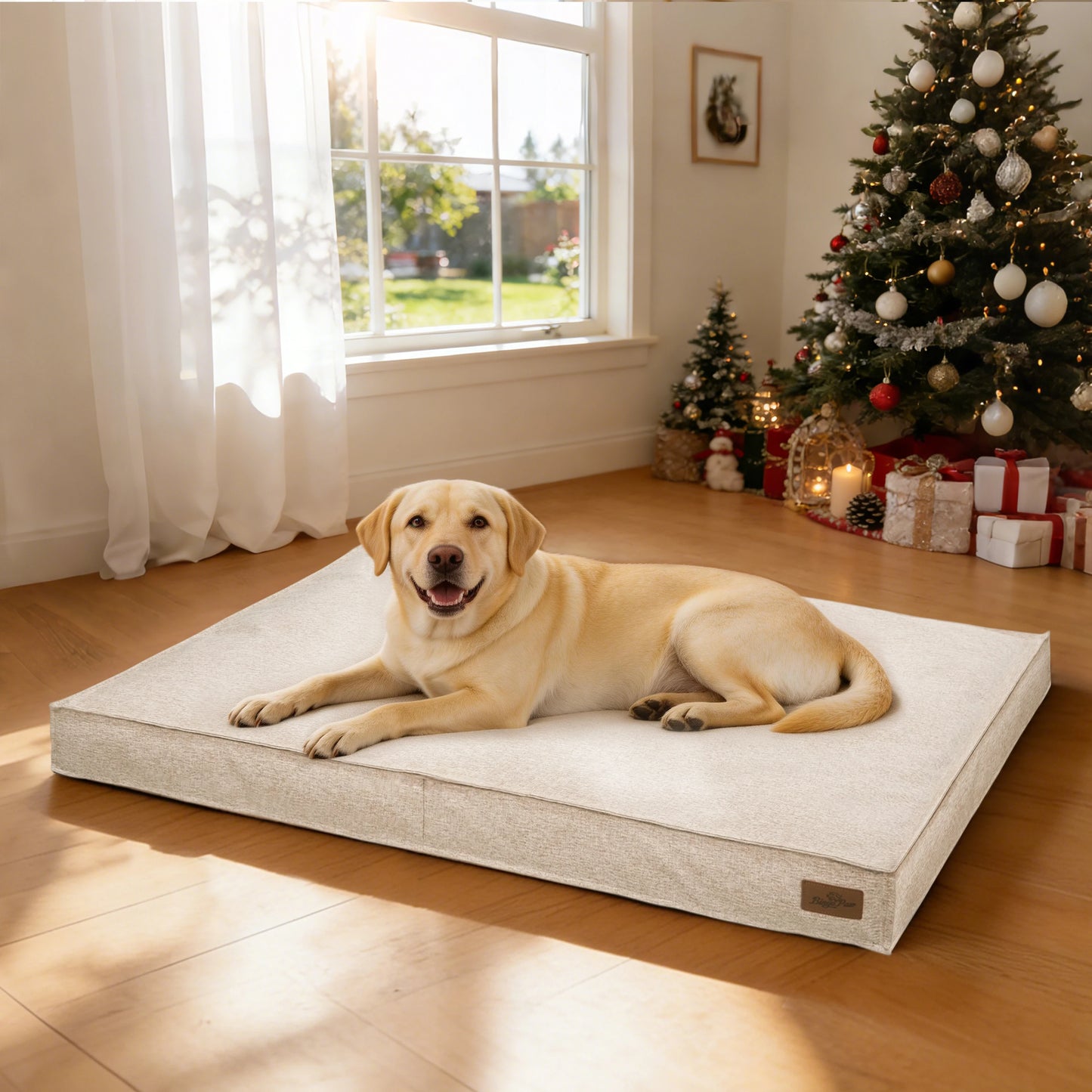 Borwart Orthopedic Linen Dog Bed With Removable Washable Cover