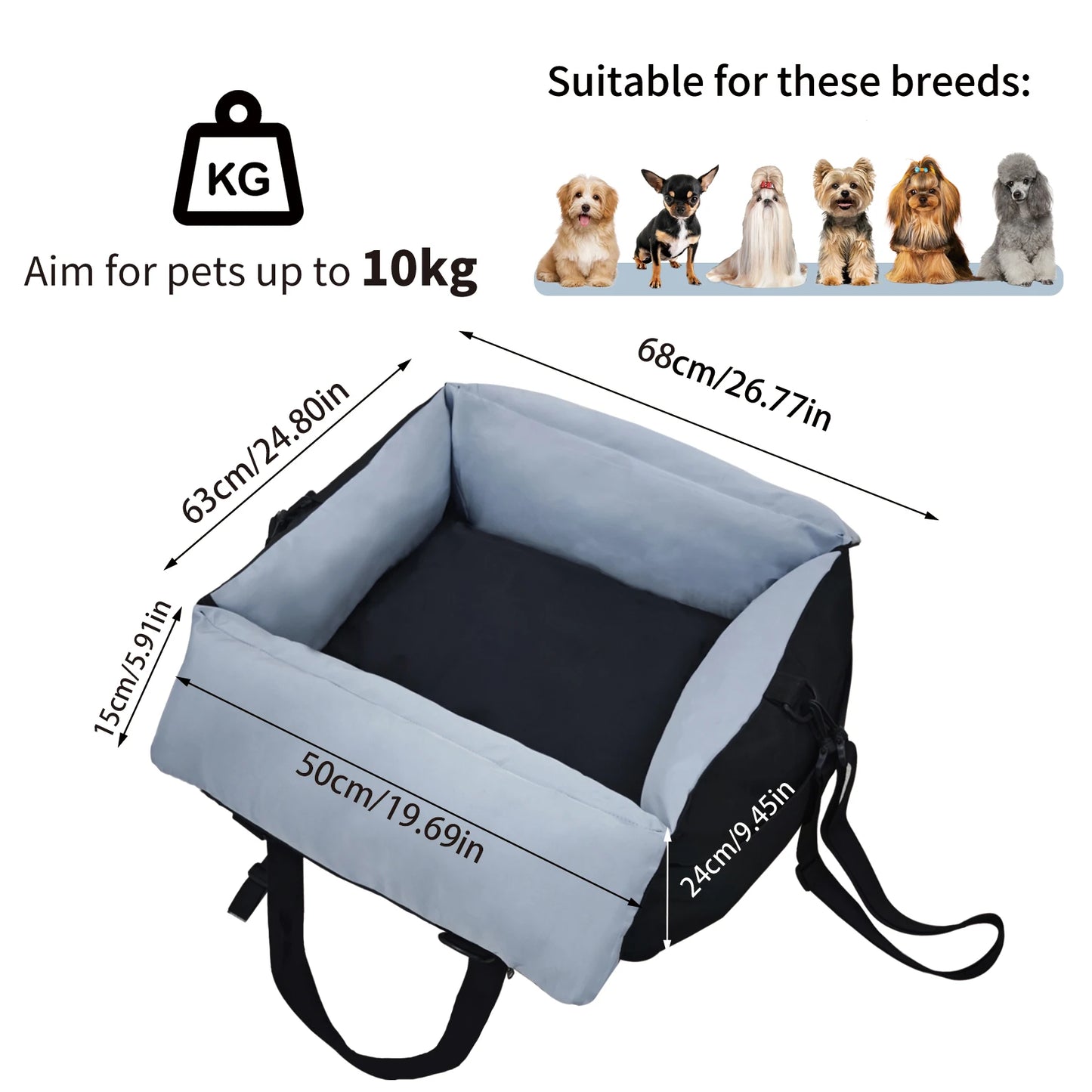 Borwart Portable Pet Dog Car Booster Seat With Belt Cover