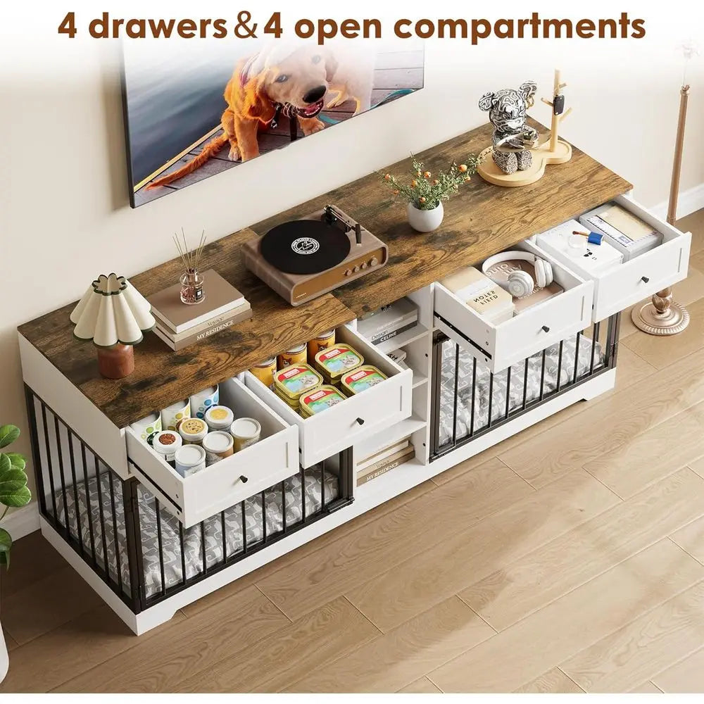 Wooden Dog Crate With Drawers Heavy Duty Indoor Kennel