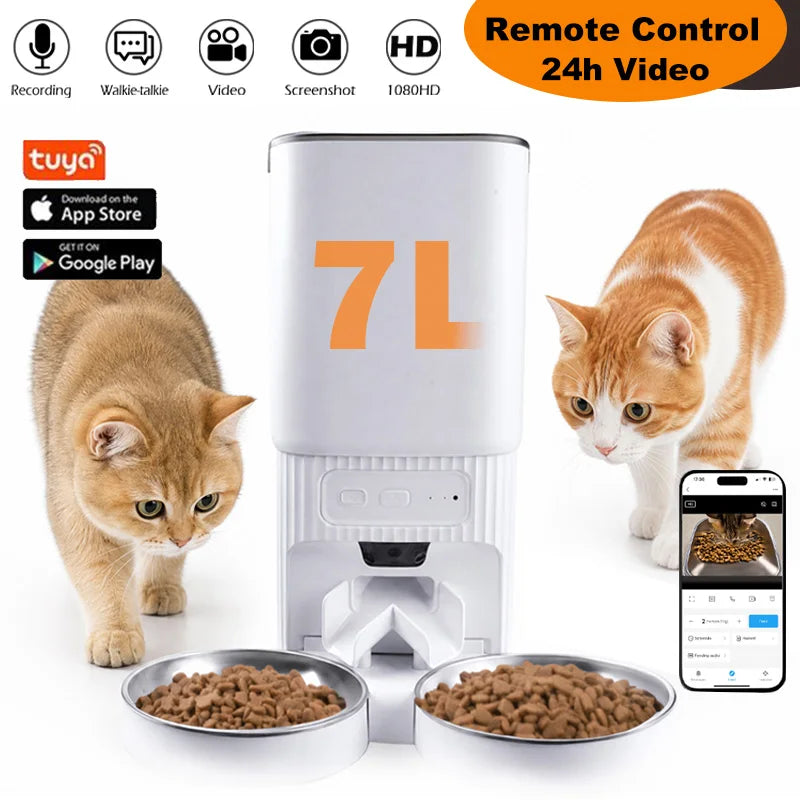 Nityers Automatic Pet Feeder With Hd Camera And Dual Bowls