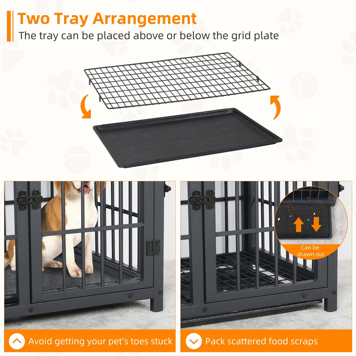 Furniture Style Dog Crate End Table With Three Doors In Metal And Wood