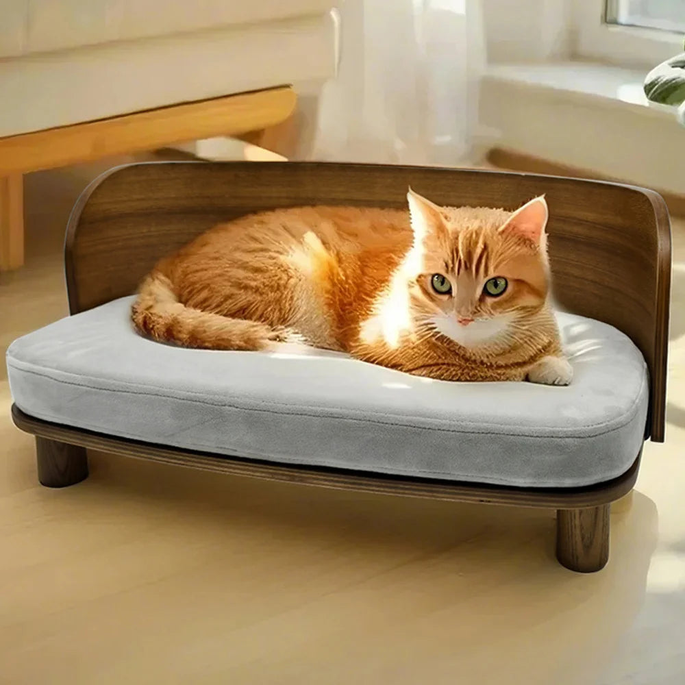 Borwart Elevated Wood Pet Sofa Bed With Cushion For Dogs