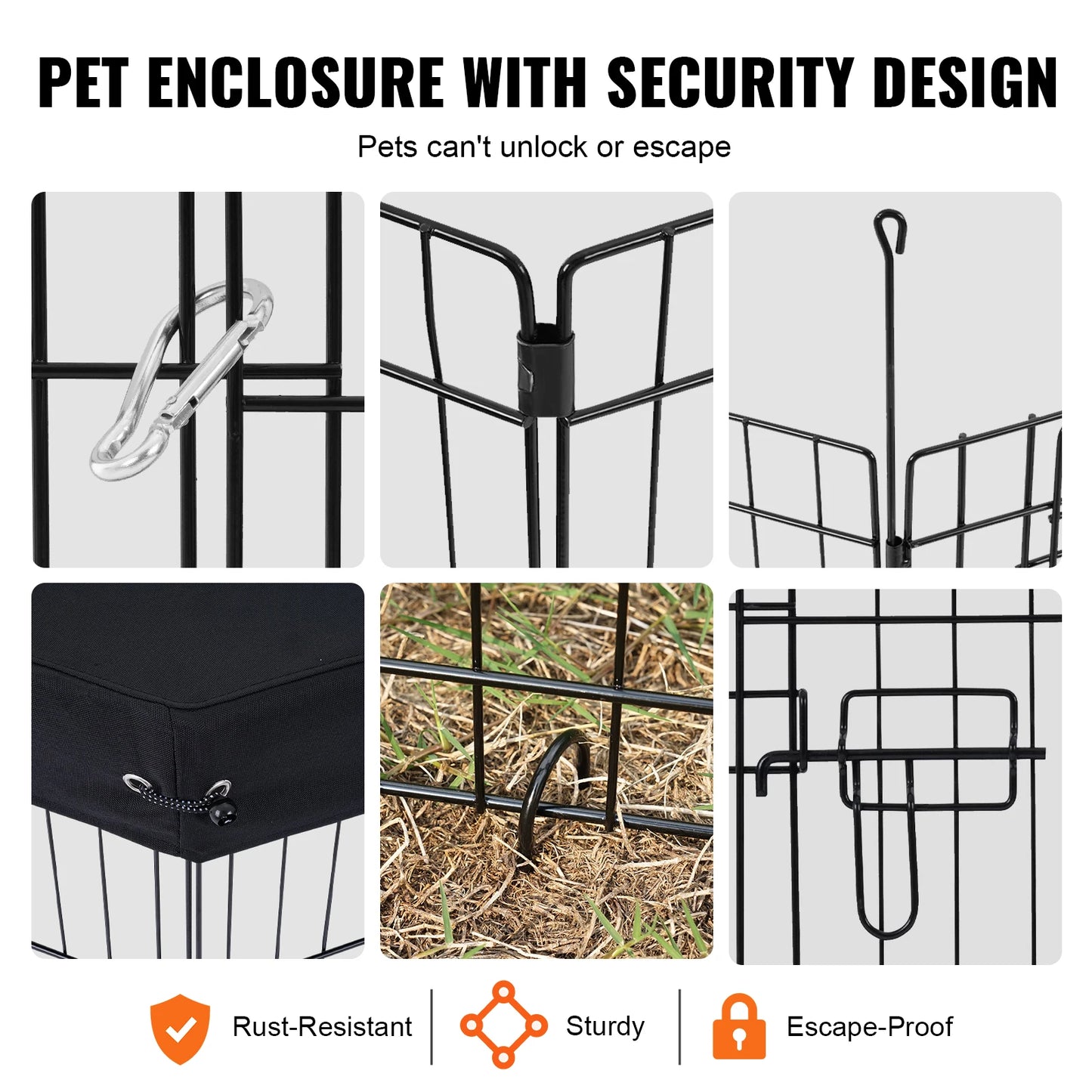 Foldable Dog Playpen Metal Pet Exercise Pen With Top Cover