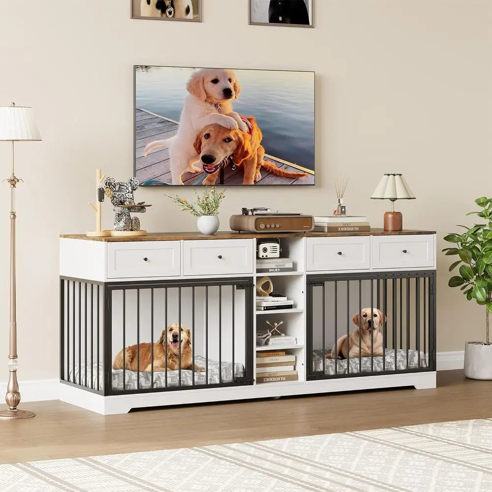 Wooden Dog Crate With Drawers Heavy Duty Indoor Kennel