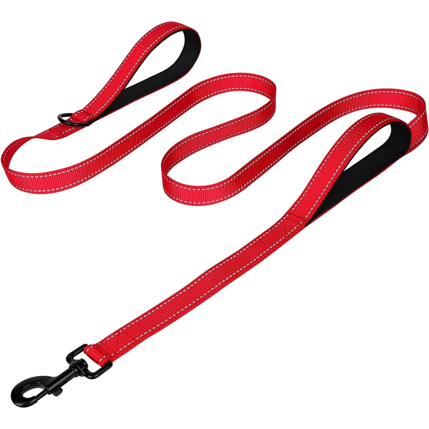 Double Handle Dog Leash With Reflective Strips For Night Safety