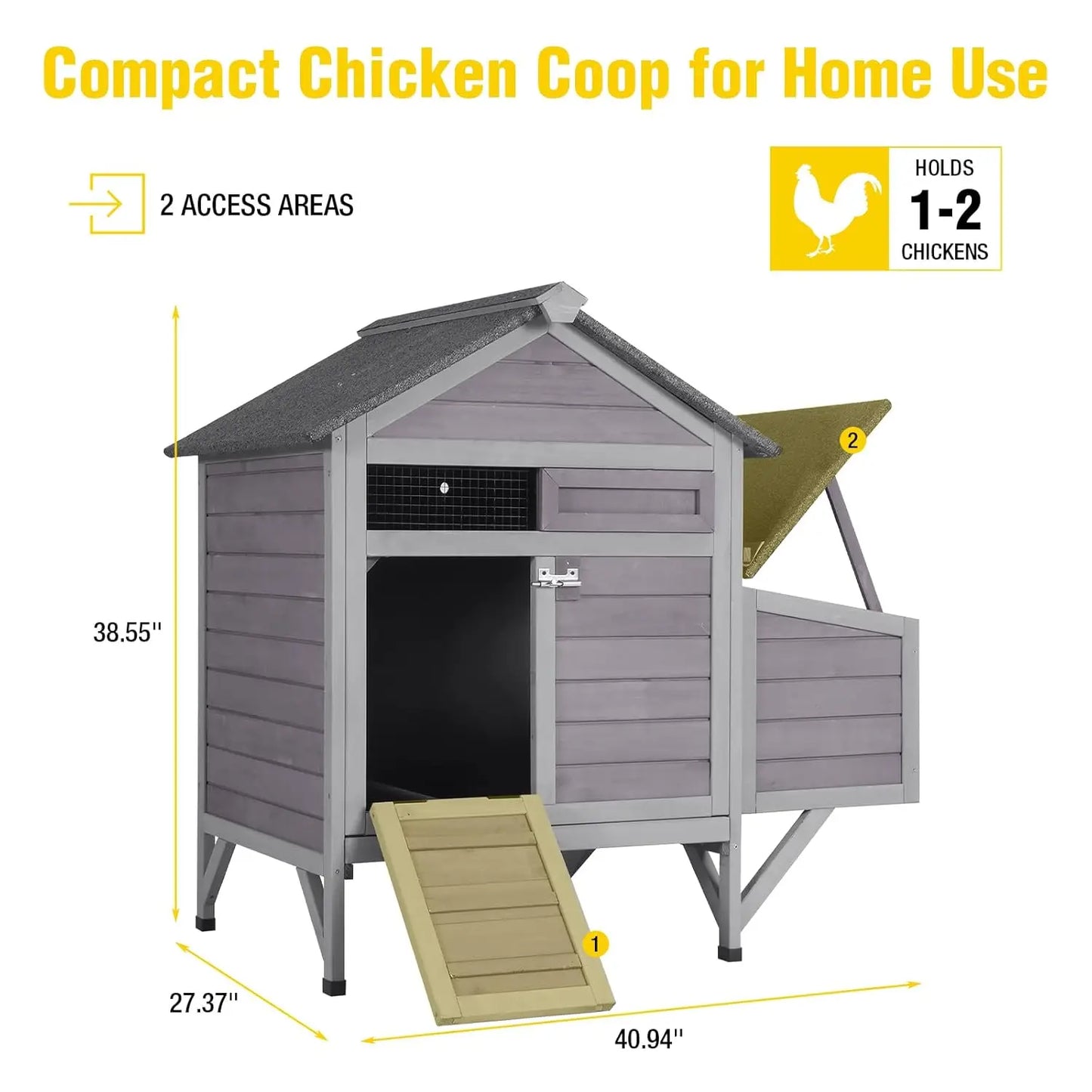 Chicken Coop for Two Chickens With Outdoor Expandable Run
