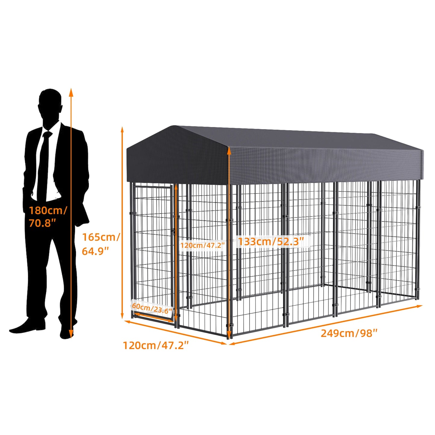 Outdoor Dog Kennel With Waterproof Cover And Metal Welded Wire