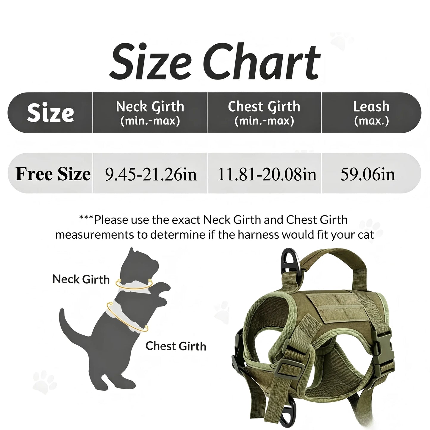 Adjustable Tactical Cat Harness Leash Set With Quick Release