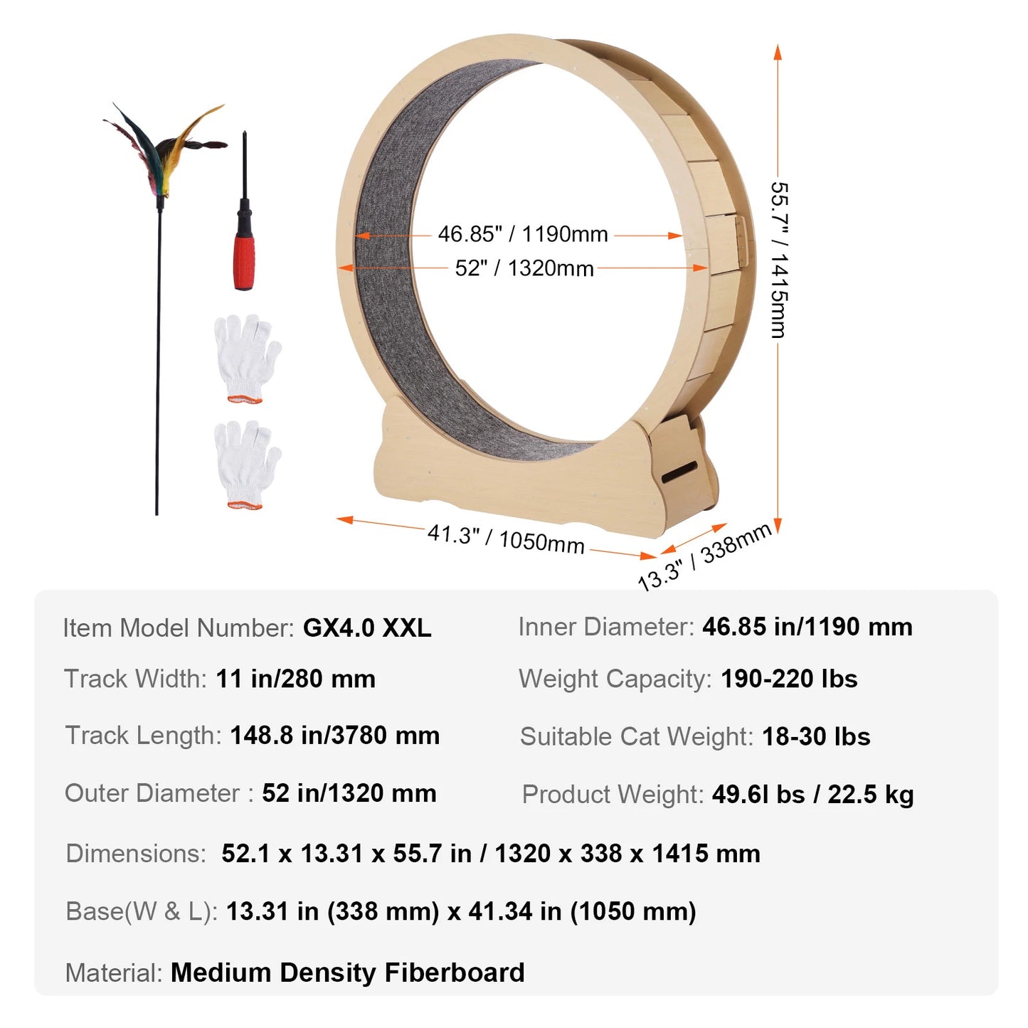 SucceBuy Wooden Cat Exercise Wheel Indoor Treadmill Wheel
