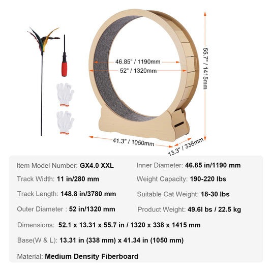SucceBuy Wooden Cat Exercise Wheel Indoor Treadmill Wheel