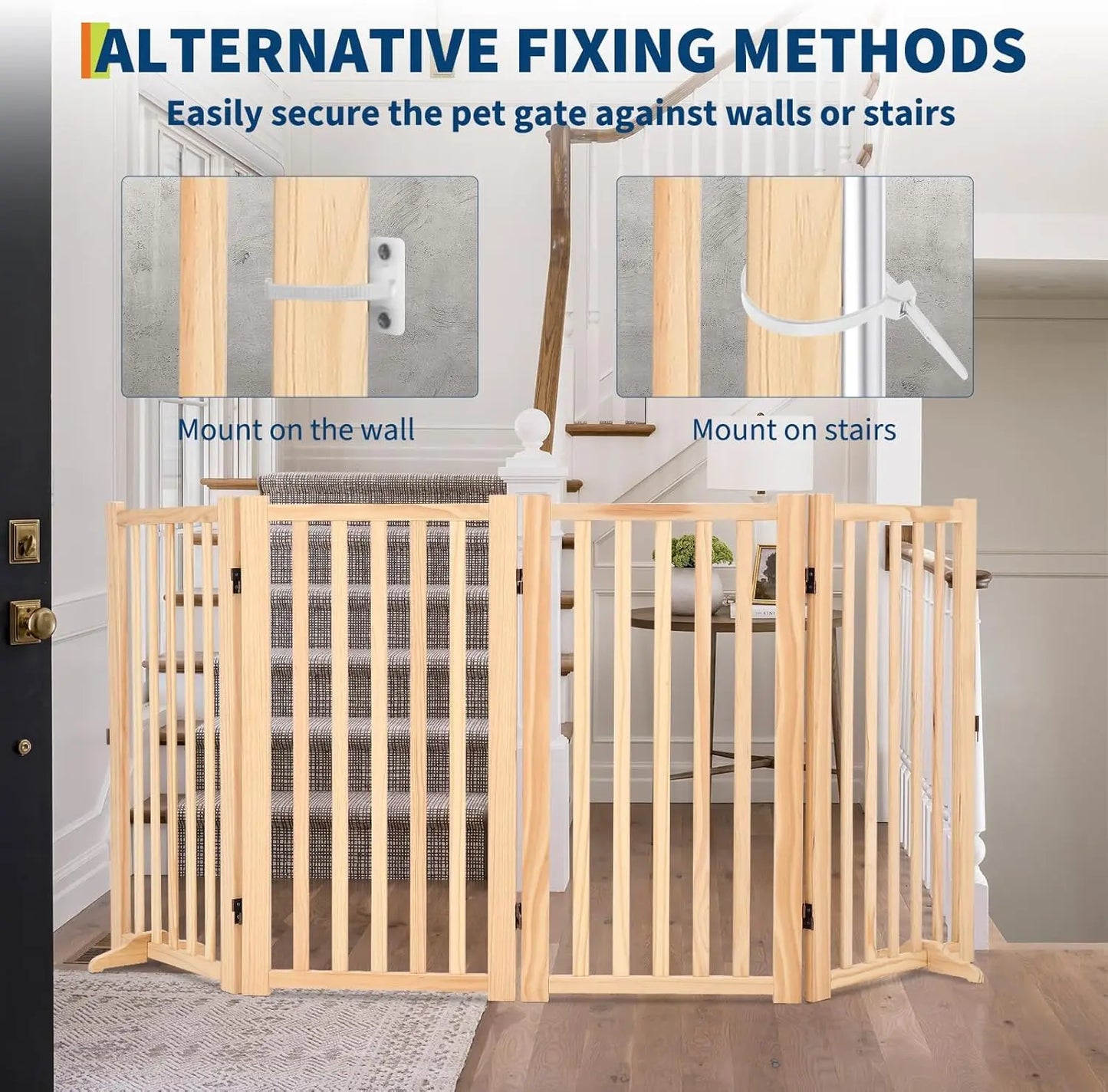 HiMISS Freestanding Dog Gate For Doorways And Stairs Foldable